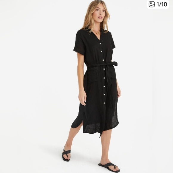 marche Dresses & Skirts - Marche Linen Button Down Dress Black Women’s Medium